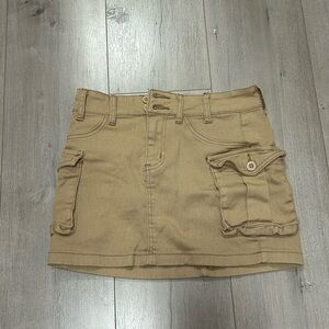 Tan Cargo Pocket Mini Skirt